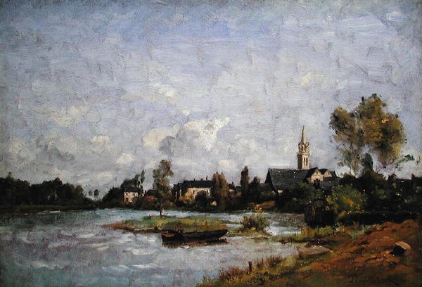 Wioska nad rzeką autorstwa Paul Desire Trouillebert