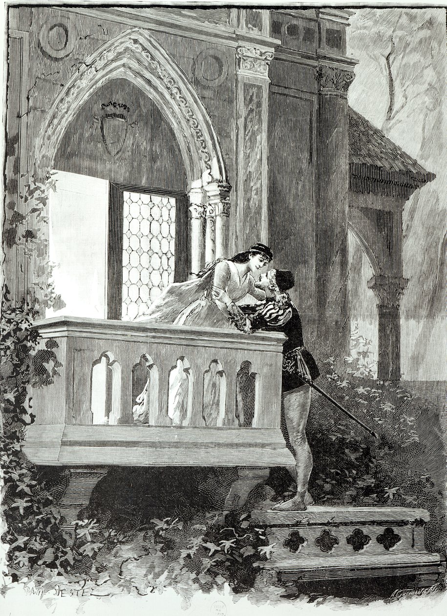 Scena z II aktu Romea i Julii, wystawiona w Theatre National de l