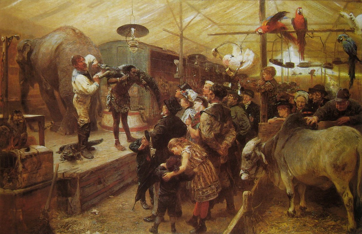Menażeria w chacie dla zwierząt autorstwa Paul Friedrich Meyerheim