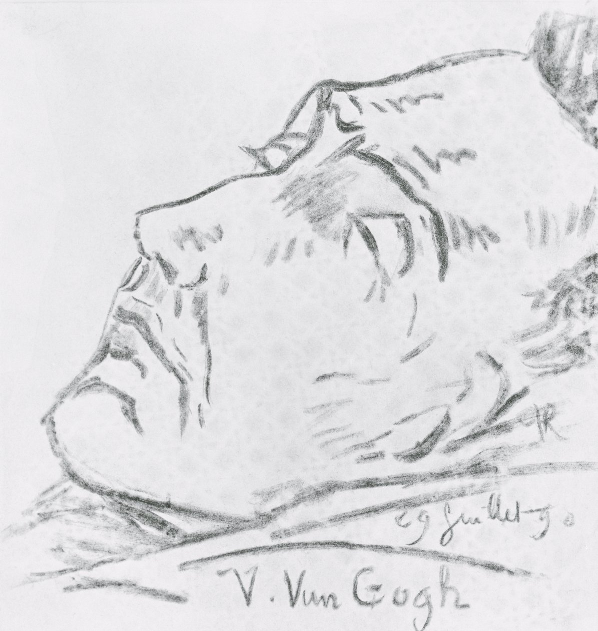 Portret Vincenta Van Gogha (1853-90) na łożu śmierci, 29 lipca 1890 (węgiel na papierze) autorstwa Paul Gachet