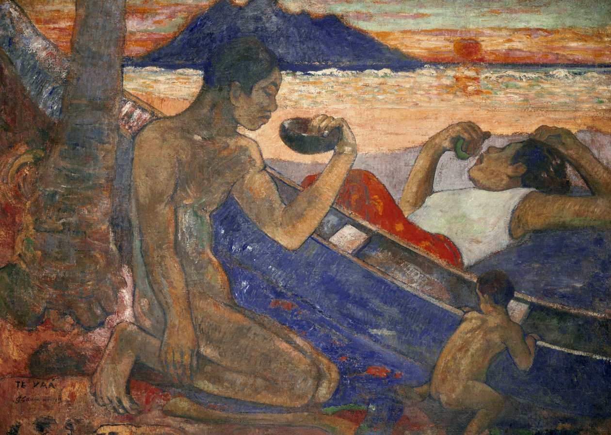 Kajak (rodzina tahitańska), 1896 autorstwa Paul Gauguin