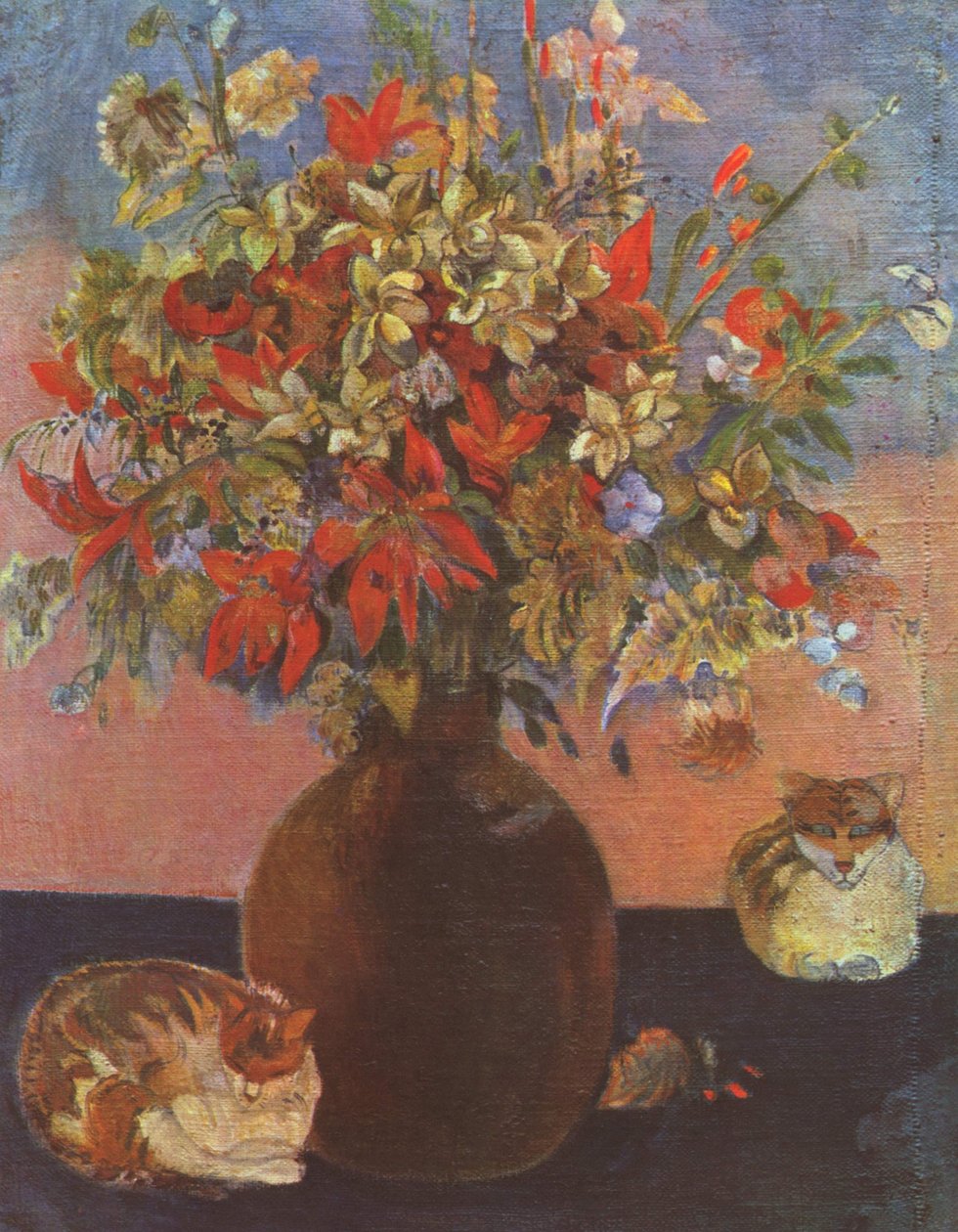 Kwiaty i koty autorstwa Paul Gauguin