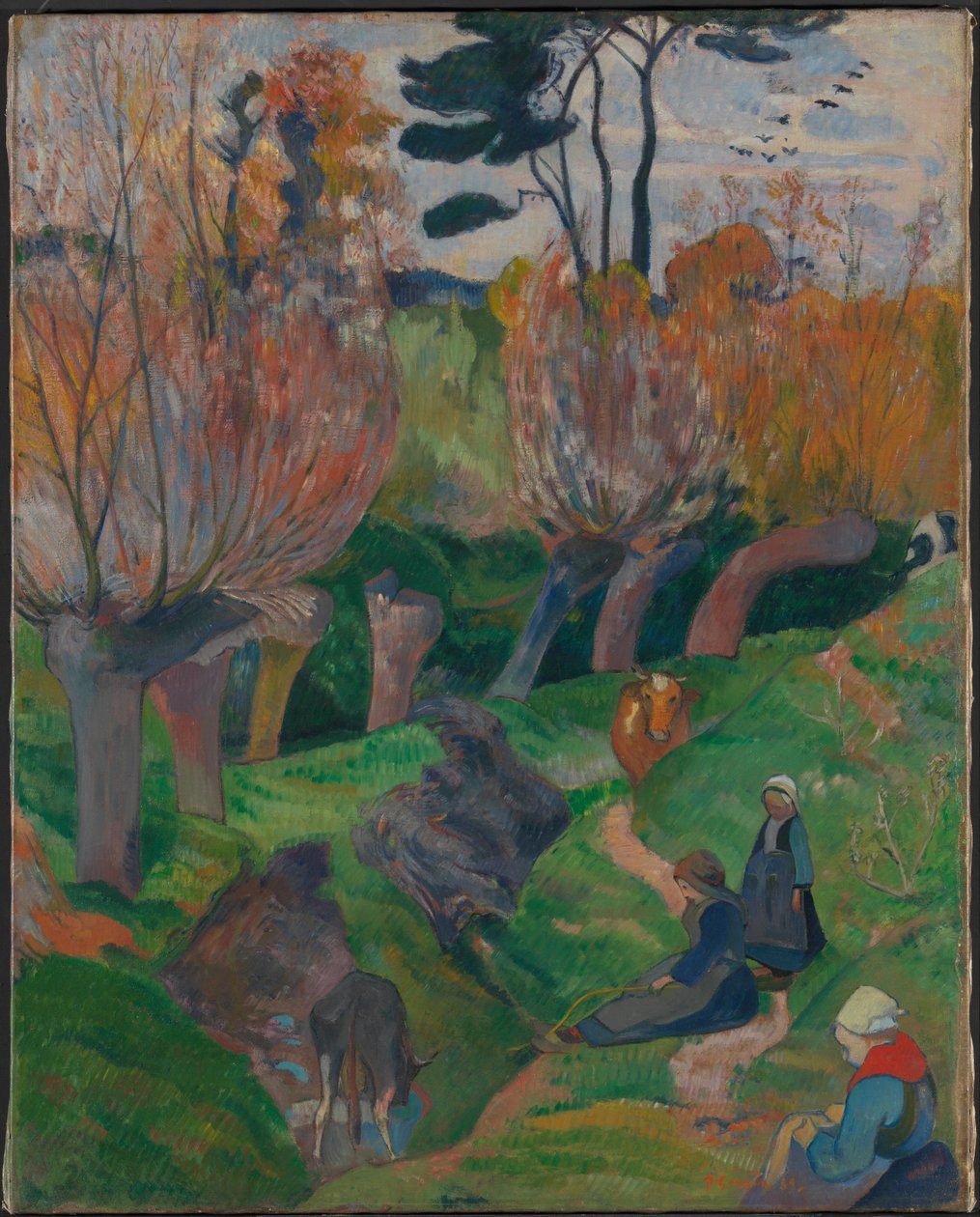 Bretania krajobraz z krowami autorstwa Paul Gauguin