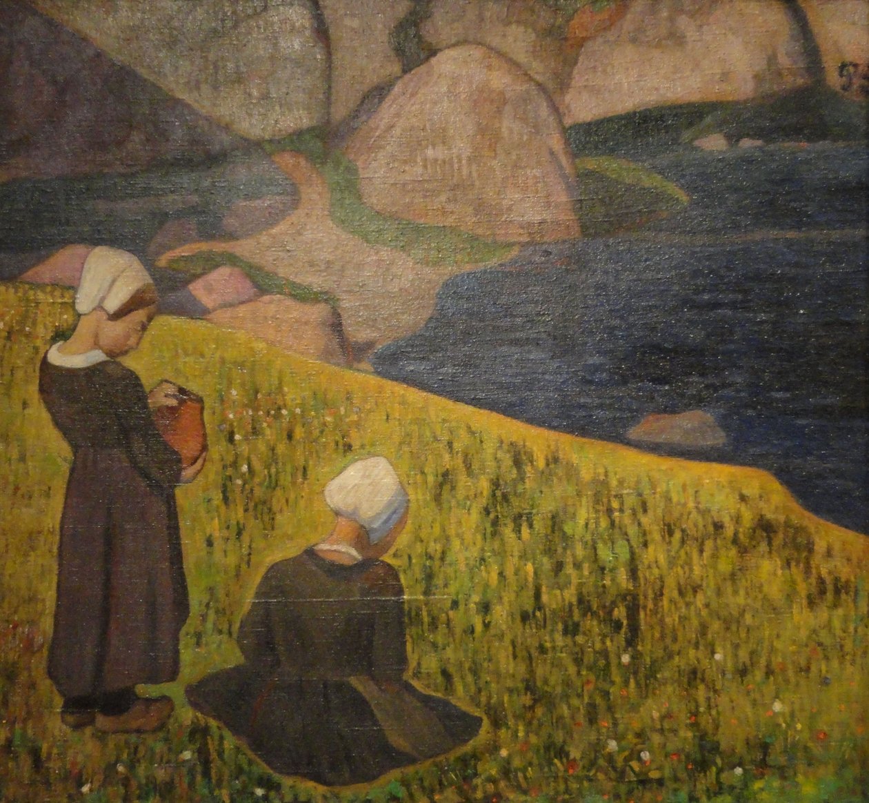 Bretońskie kobiety na nadmorskim polu autorstwa Paul Gauguin