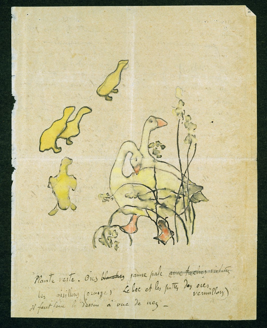 Gęsi i gęsi (wc i tusz na papierze) autorstwa Paul Gauguin