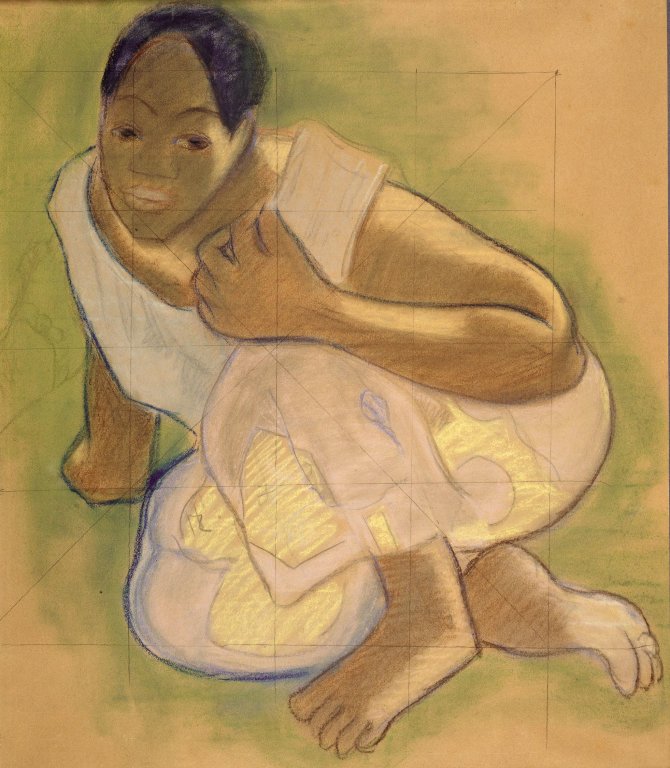 Przyczajona dziewczyna z Tahiti autorstwa Paul Gauguin