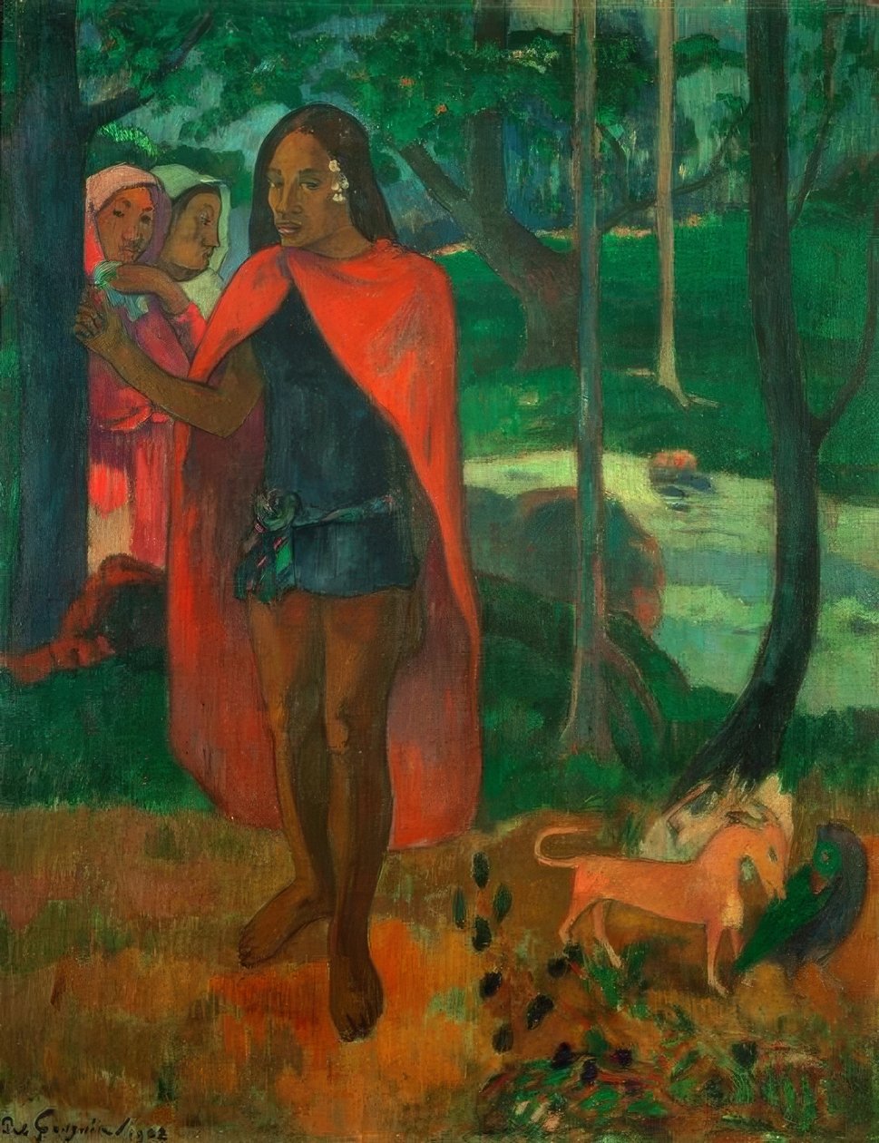 Czarownik z Hiva Oa, czyli markiz z czerwoną peleryną autorstwa Paul Gauguin