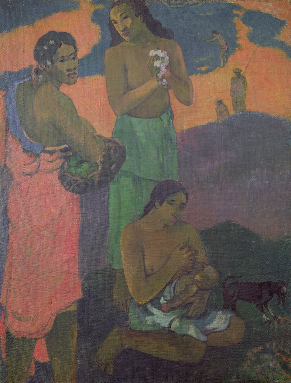 Macierzyństwo, czyli trzy kobiety na brzegu morza, 1899 autorstwa Paul Gauguin