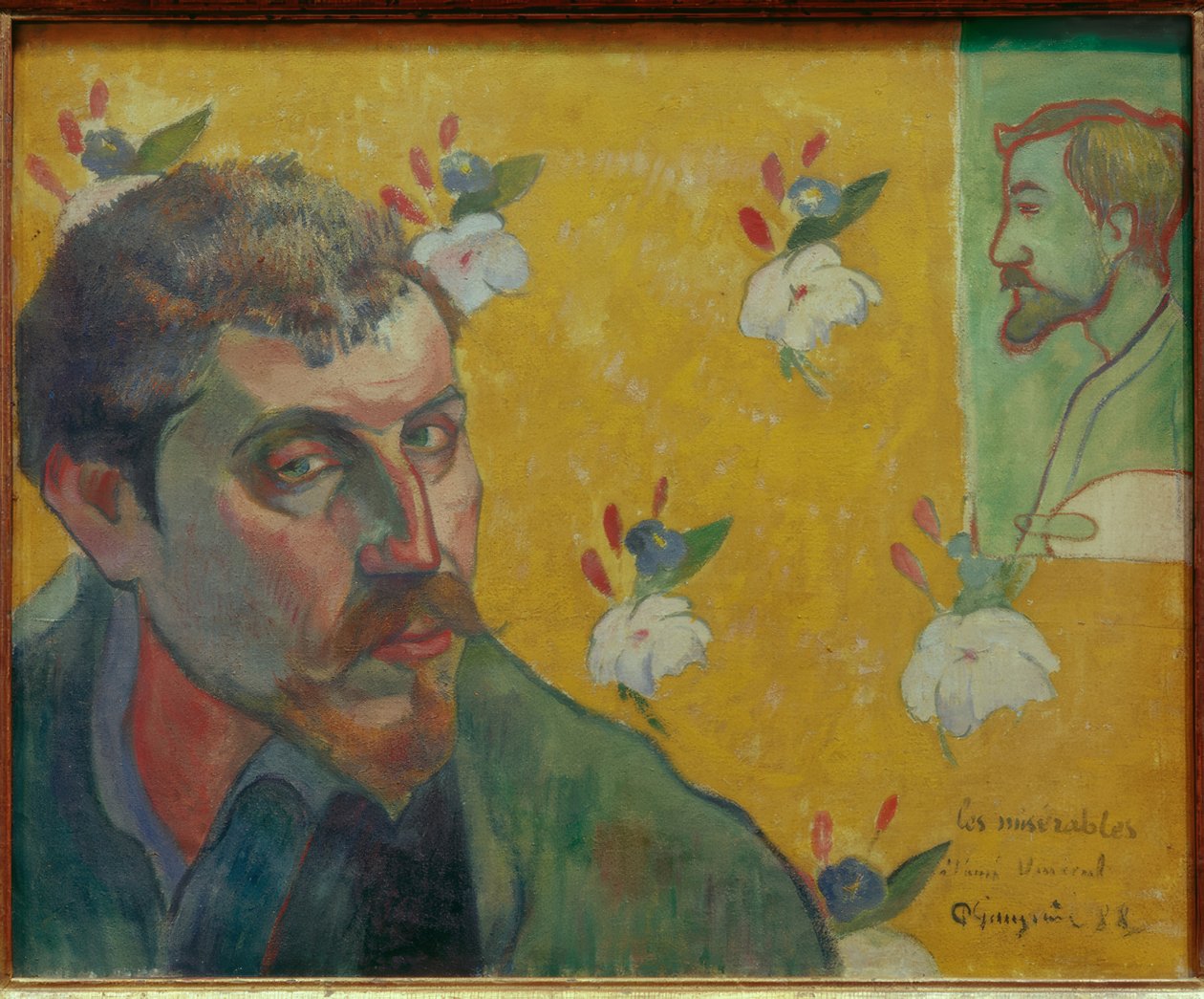 Autoportret z portretem Bernarda, dedykowany Vincentowi van Goghowi (Nędznicy) autorstwa Paul Gauguin