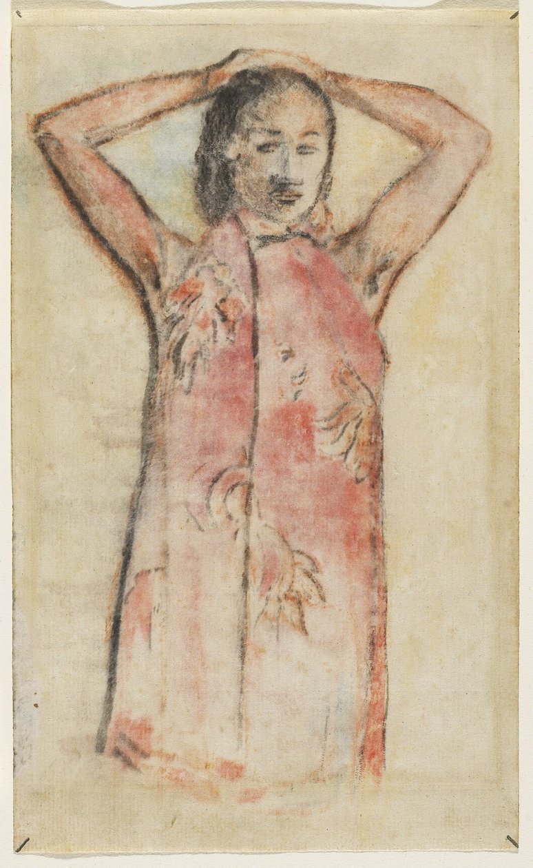 Tahitańska Dziewczyna w Różowym Pareu, 1894 (transfer gwaszem i toaletą na papierze wykładanym) autorstwa Paul Gauguin