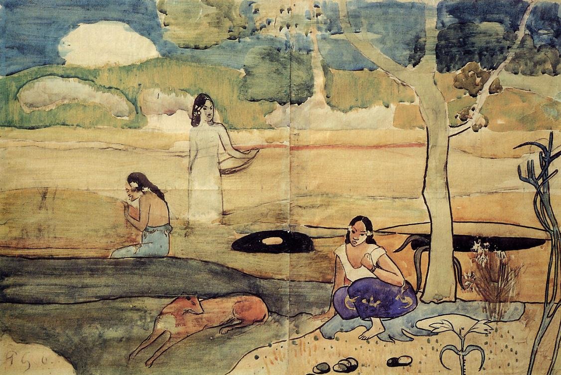 Tahitańska scena autorstwa Paul Gauguin