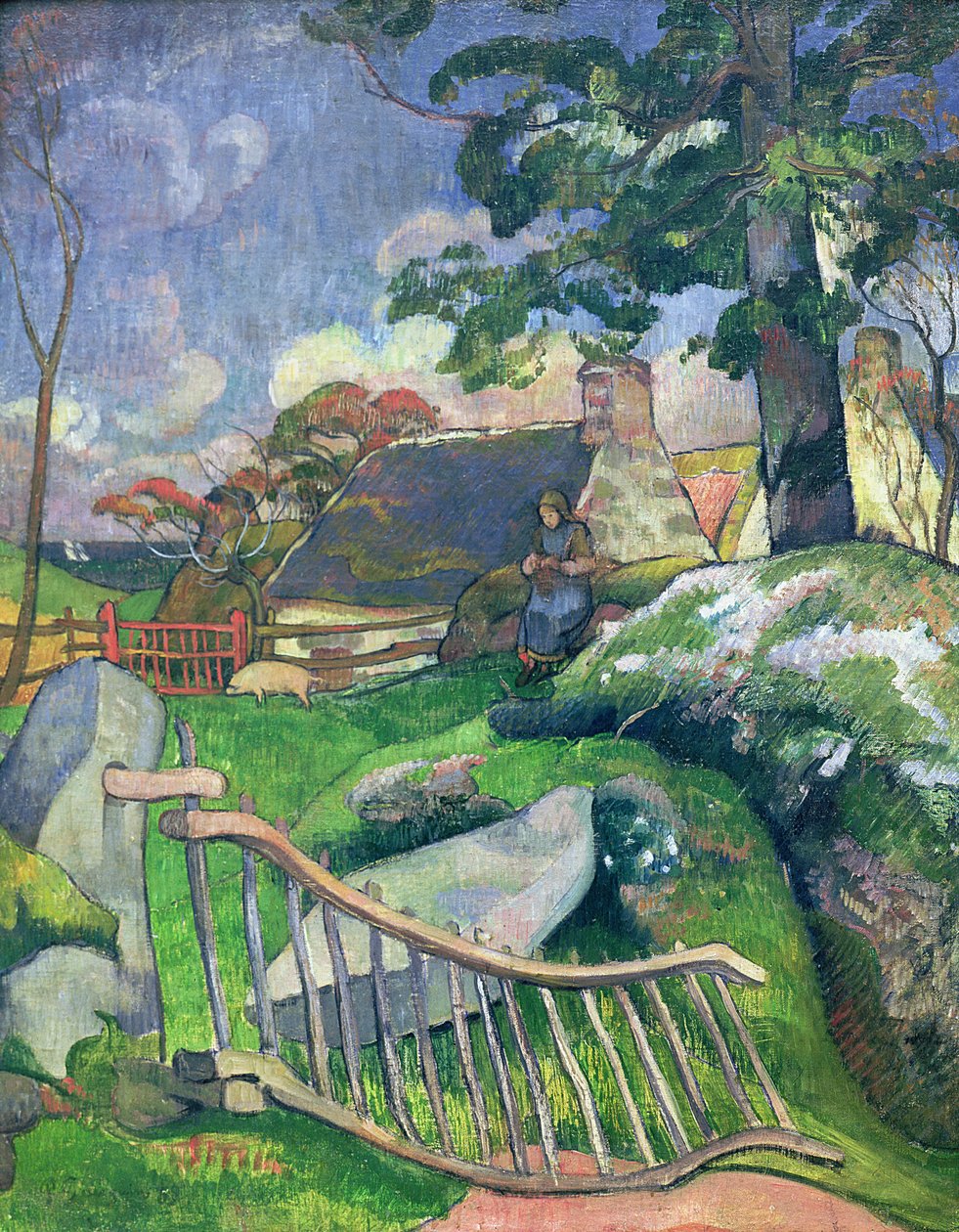 Drewniana Brama lub Świnia, 1889 autorstwa Paul Gauguin