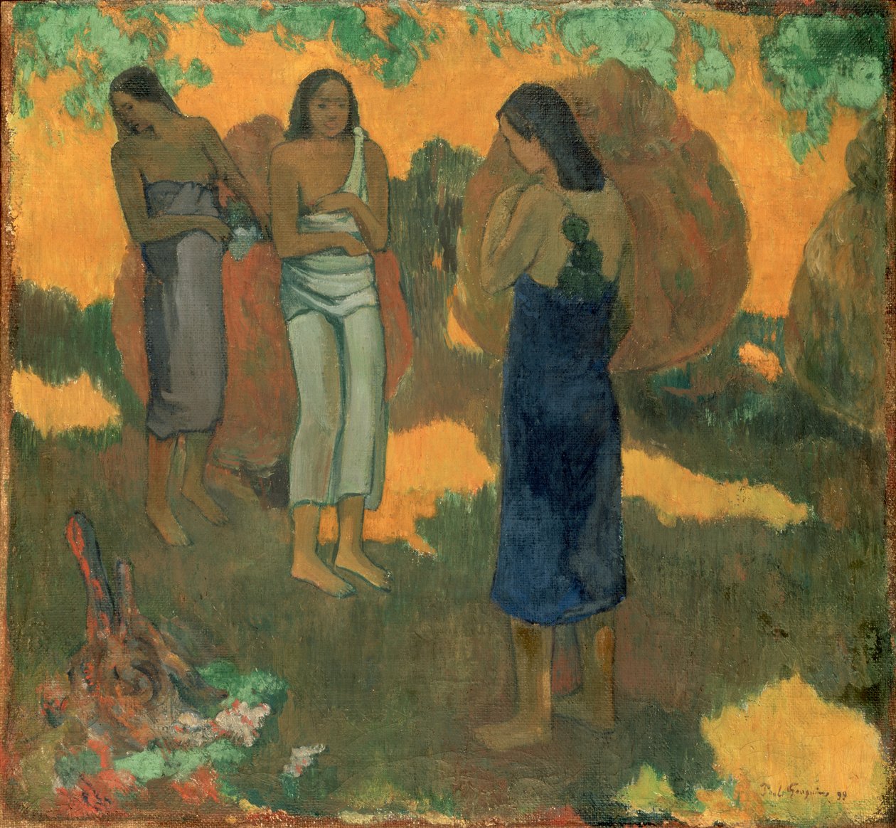 Trzy Tahiti na żółtym tle autorstwa Paul Gauguin