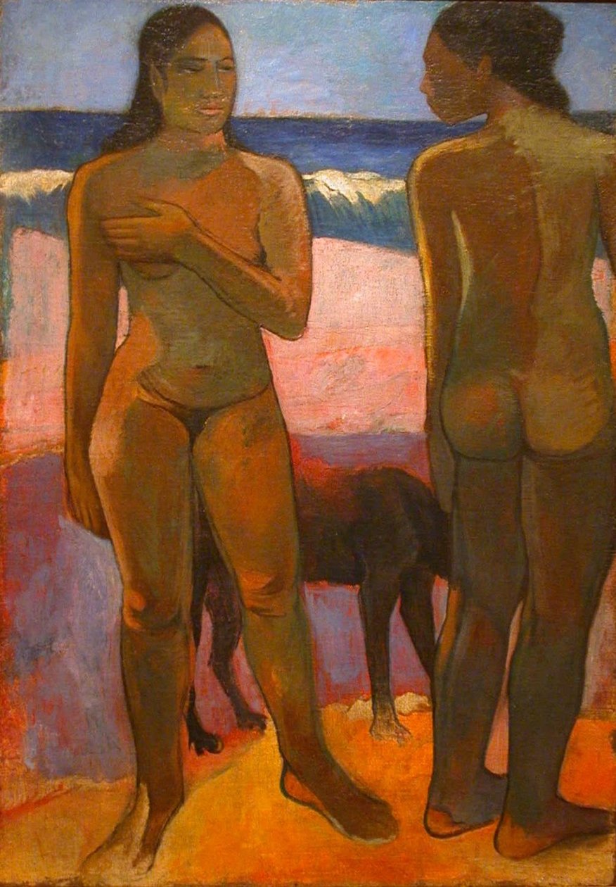 Dwa akty na plaży Tahitian autorstwa Paul Gauguin