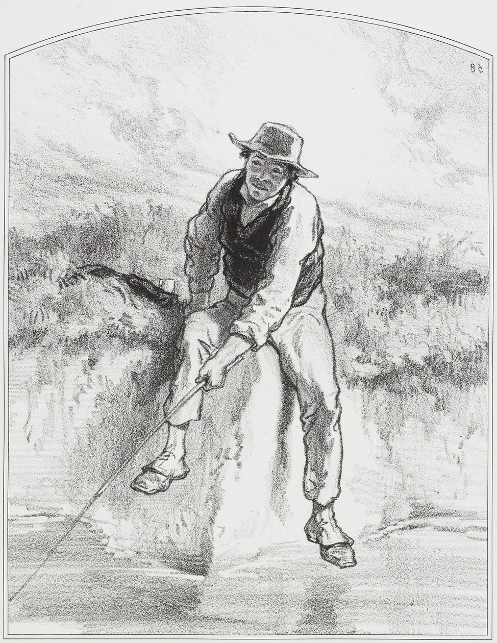 Wędkarstwo, płyta 7 z Les Toquades, 1858 autorstwa Paul Gavarni