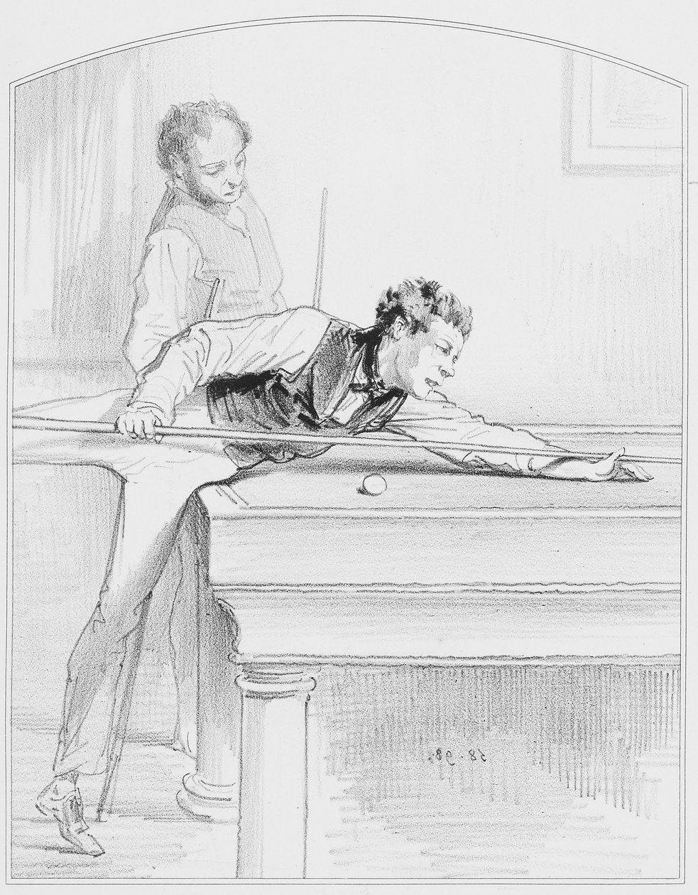 Le bilard, płyta 19 z Les Toquades, 1858 autorstwa Paul Gavarni