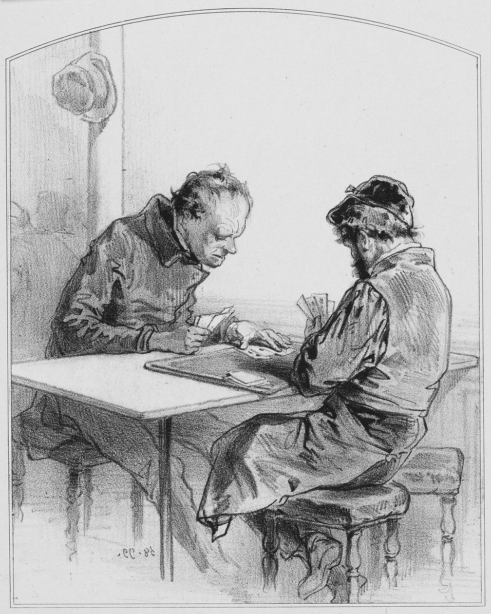 Karty, płyta 20 z Les Toquades, 1858 autorstwa Paul Gavarni