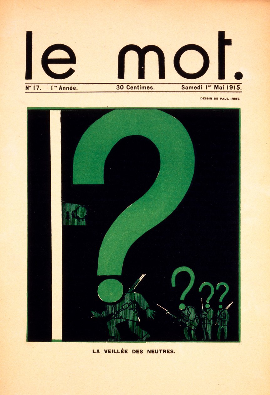 La Veillée des Neutres, okładka magazynu „Le Mot”, 1 maja 1915 (litografia i typografia) autorstwa Paul Iribe