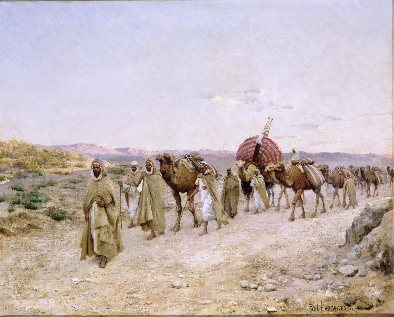 Karawana w pobliżu Biskry, 1892 r. autorstwa Paul John Baptiste Lazerges