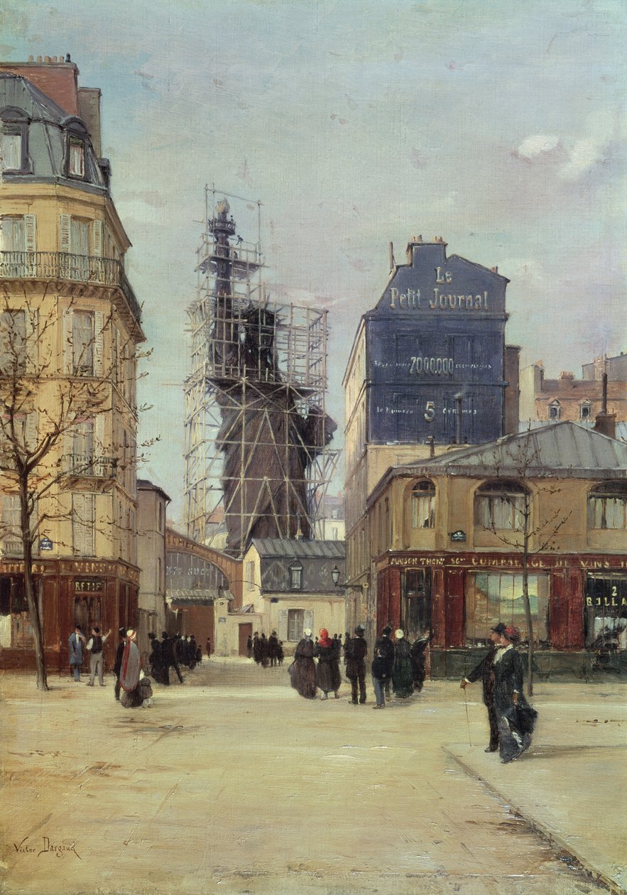 Statua Wolności, autorstwa Bartholdi, w warsztacie odlewni Gayet, Rue de Chazelles, przed jej wyjazdem do Nowego Jorku, 1883 autorstwa Paul Joseph Victor Dargaud