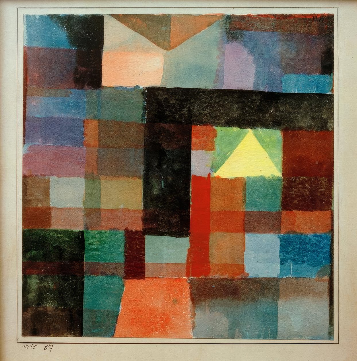 Architektura pokoju z żółtą piramidą / zimno-ciepło autorstwa Paul Klee