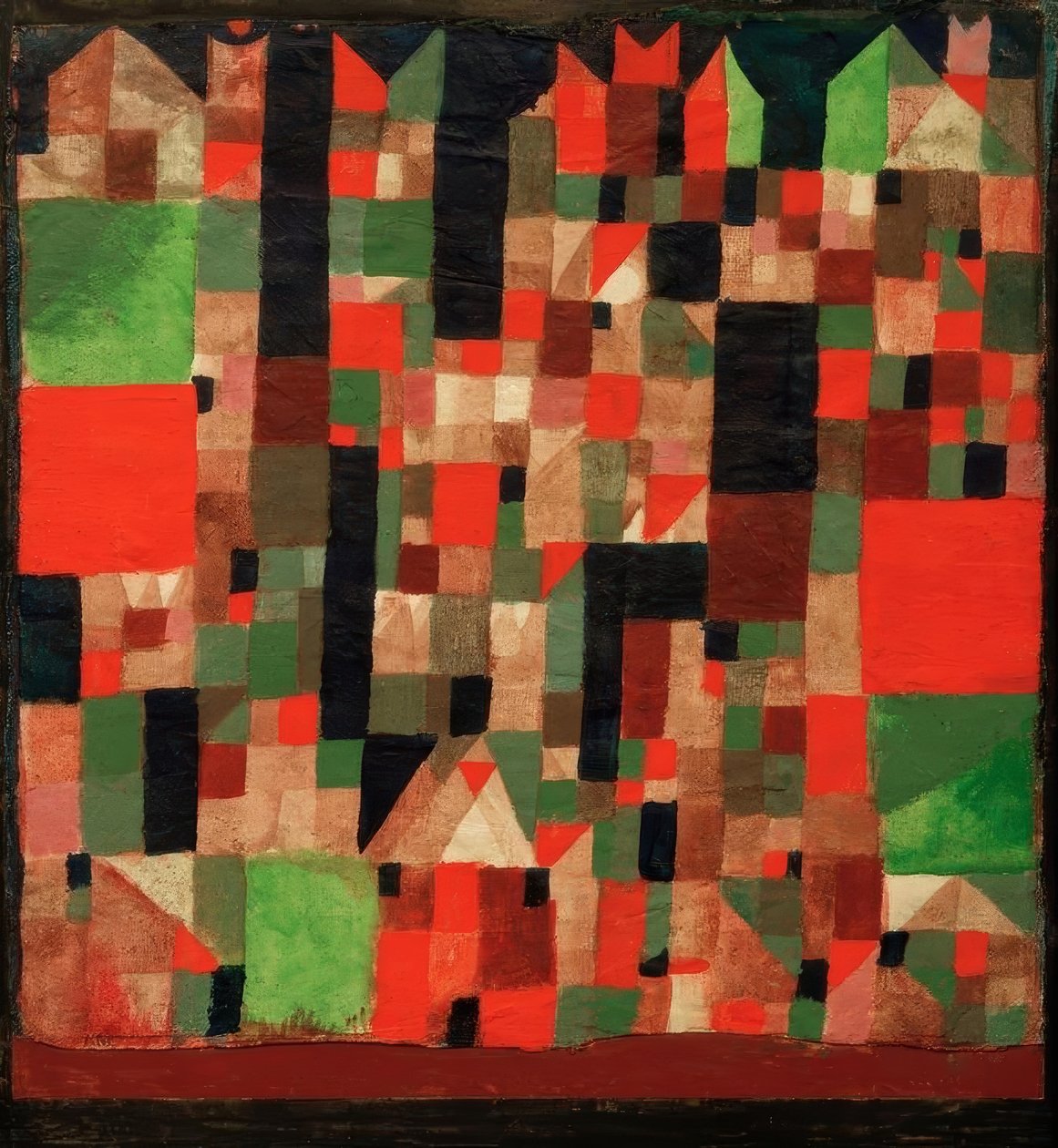 Städtebild (rotgrüne Accente) autorstwa Paul Klee