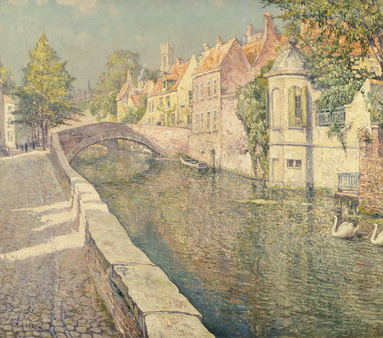 Łabędzie na kanale, Brugia autorstwa Paul Leduc