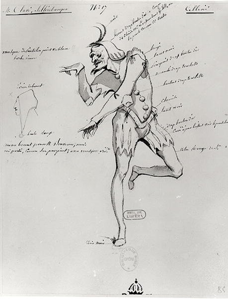 Projekt kostiumu dla akrobaty w Benvenuto Cellini autorstwa Hectora Berlioza (1803-69) 1838 autorstwa Paul Lormier
