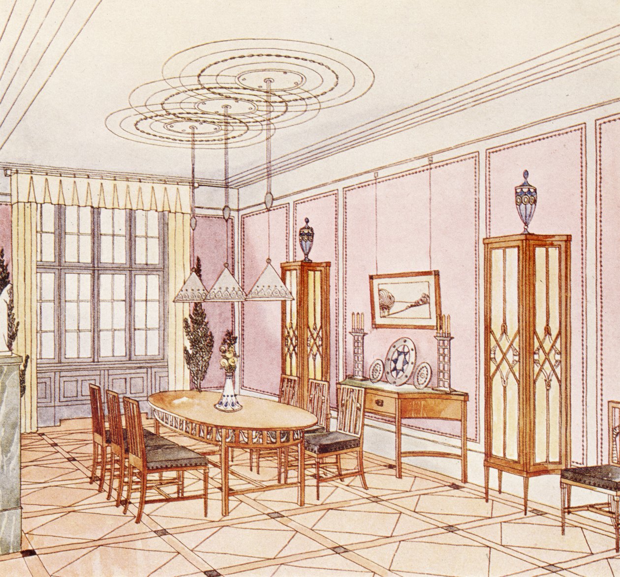 Projekt jadalni, z "Documents Architecture Moderne". autorstwa Paul Ludwig Troost