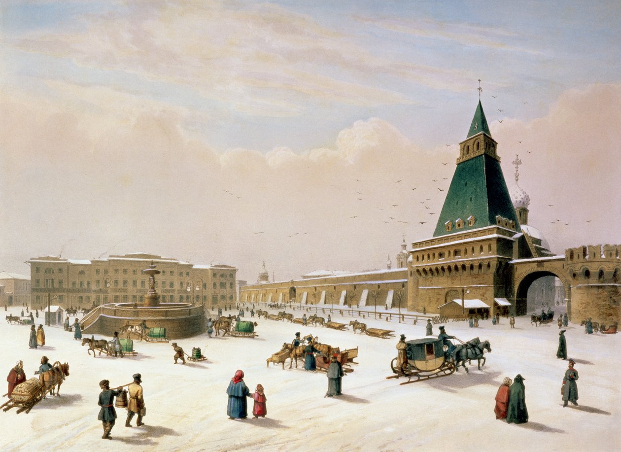Plac Loubyanska w Moskwie, wydrukowany przez Louis-Pierre-Alphonse Bichebois (1801-50), 1830 autorstwa Paul Marie Roussel