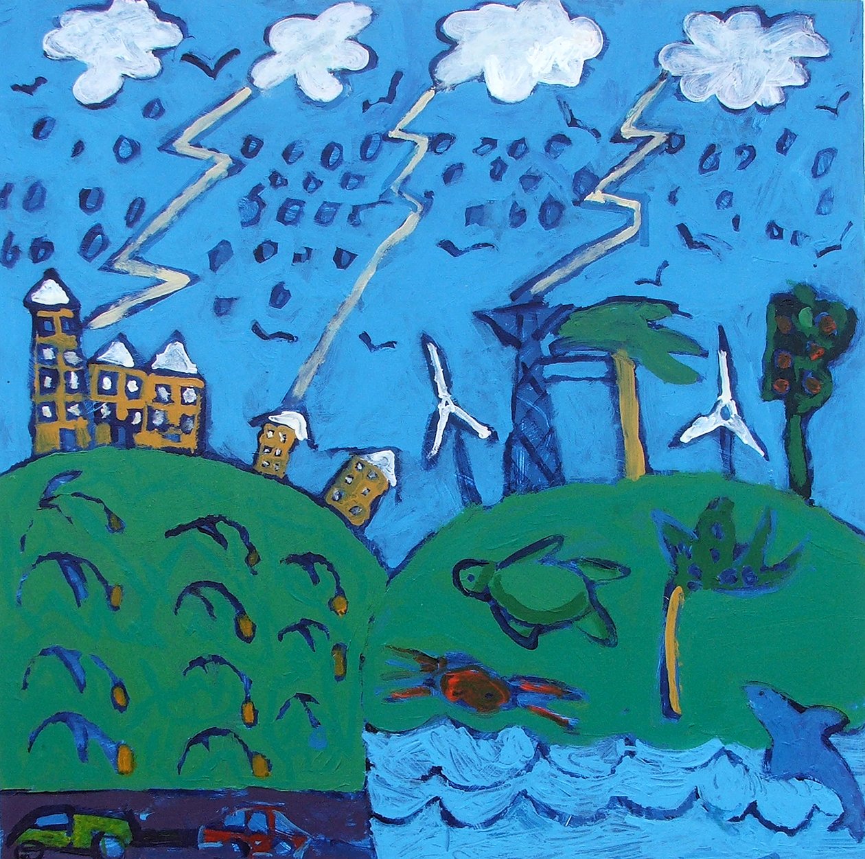 Global Warming (akryl na pokładzie) autorstwa Paul Powis