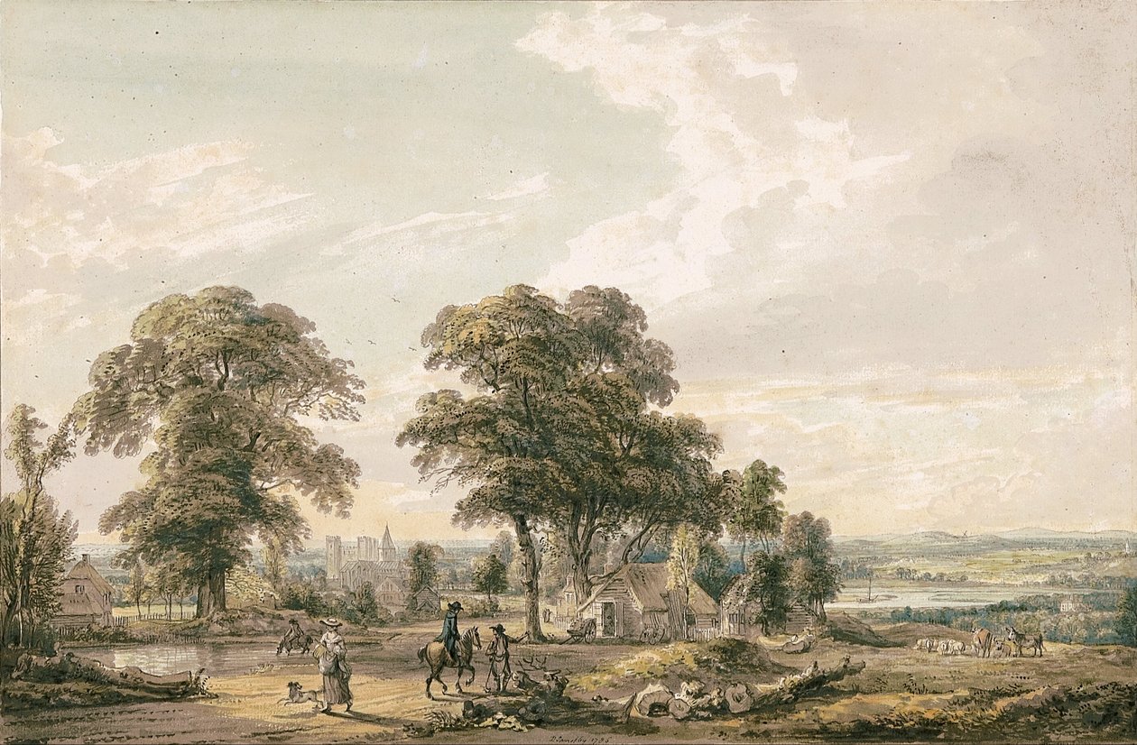 Zbliżając się do Rochester i Medway autorstwa Paul Sandby