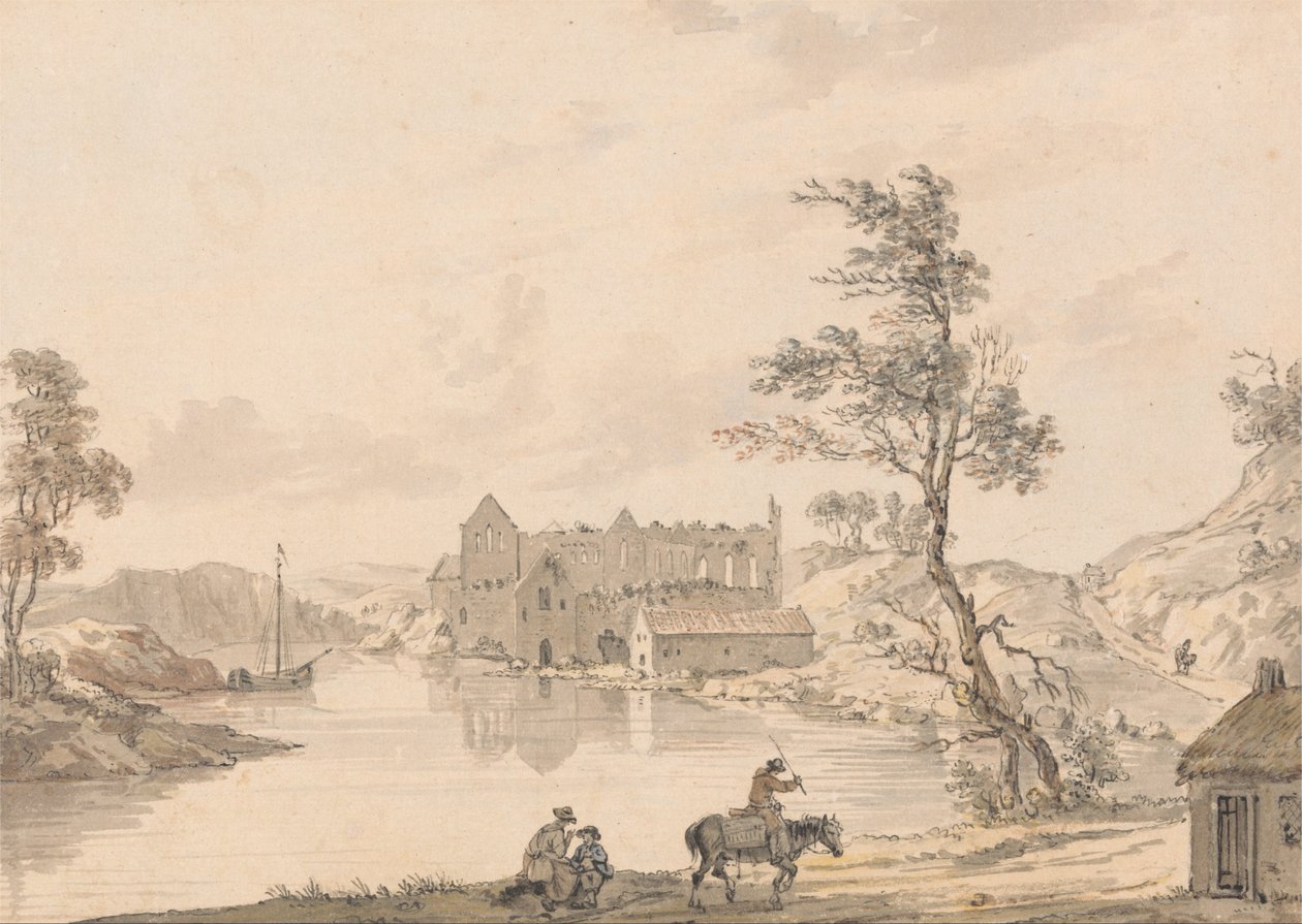 Opactwo Askeaton niedaleko Limerick, Irlandia nad rzeką Deel autorstwa Paul Sandby