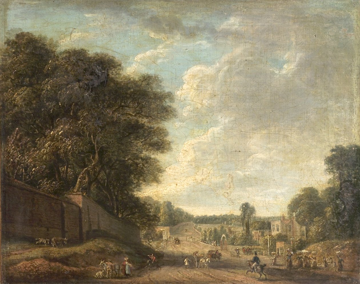 Bayswater Road, Londyn, w pobliżu Bramy Starej Świątyni autorstwa Paul Sandby