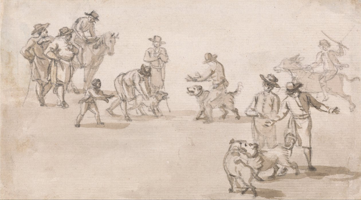 Grupa figurek - walka psów autorstwa Paul Sandby