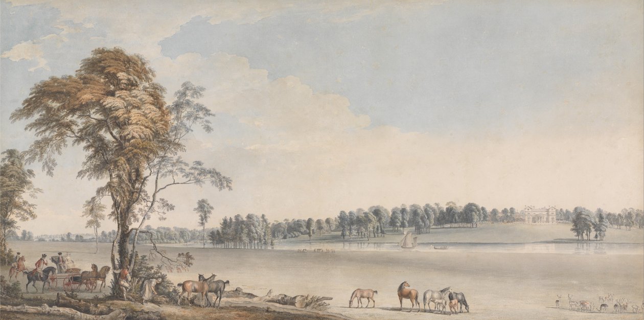 North West View of Wakefield Lodge w Whittlebury Forest, Northamptonshire autorstwa Paul Sandby