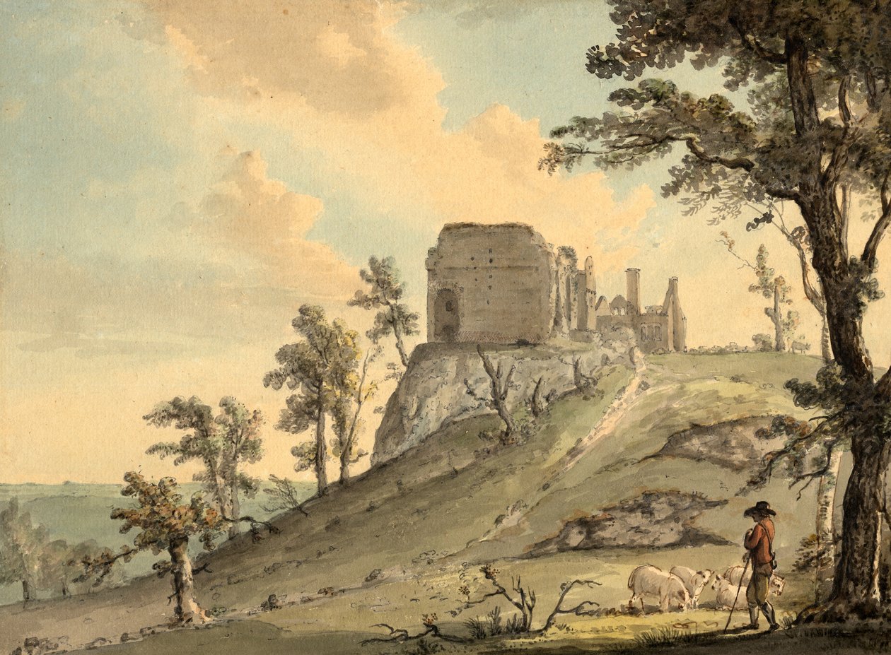 Zamek Penllyn (ołówek i akwarela na papierze (na kartce)) autorstwa Paul Sandby