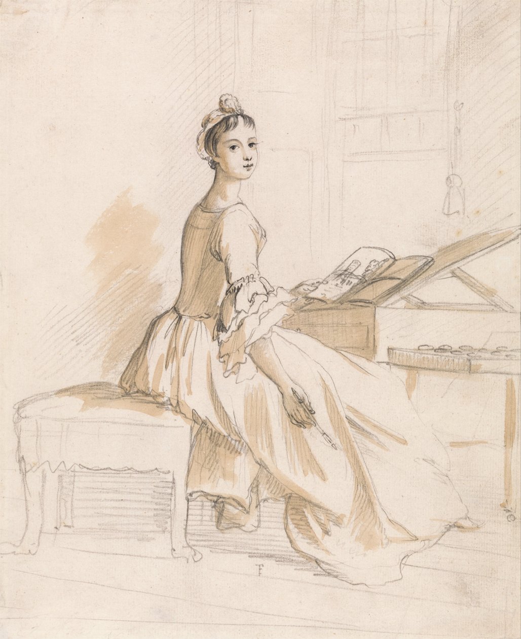 Portret damy przy stole kreślarskim autorstwa Paul Sandby