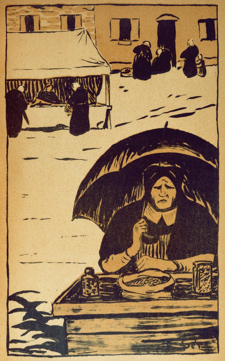 Four Seasons Sellers w Bretanii, ilustracja z „La Revue Blanche”, maj 1894 autorstwa Paul Sérusier