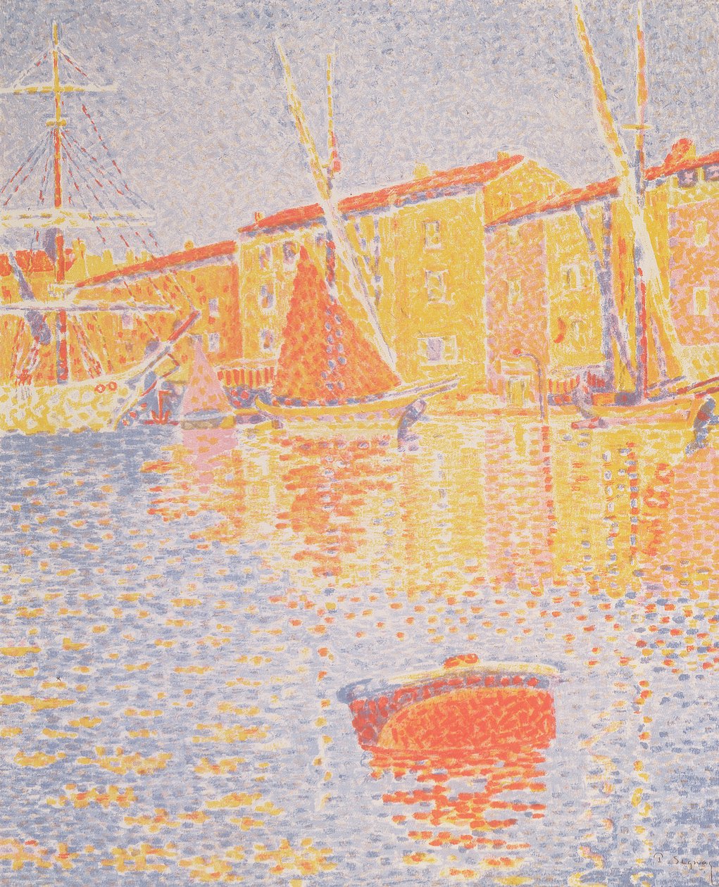 Boja, Port St. Tropez, 1894 (kolorowa lito) autorstwa Paul Signac