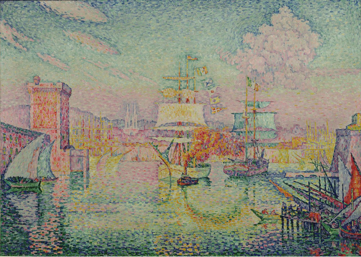 Wejście do portu w Marsylii, 1918 r. autorstwa Paul Signac