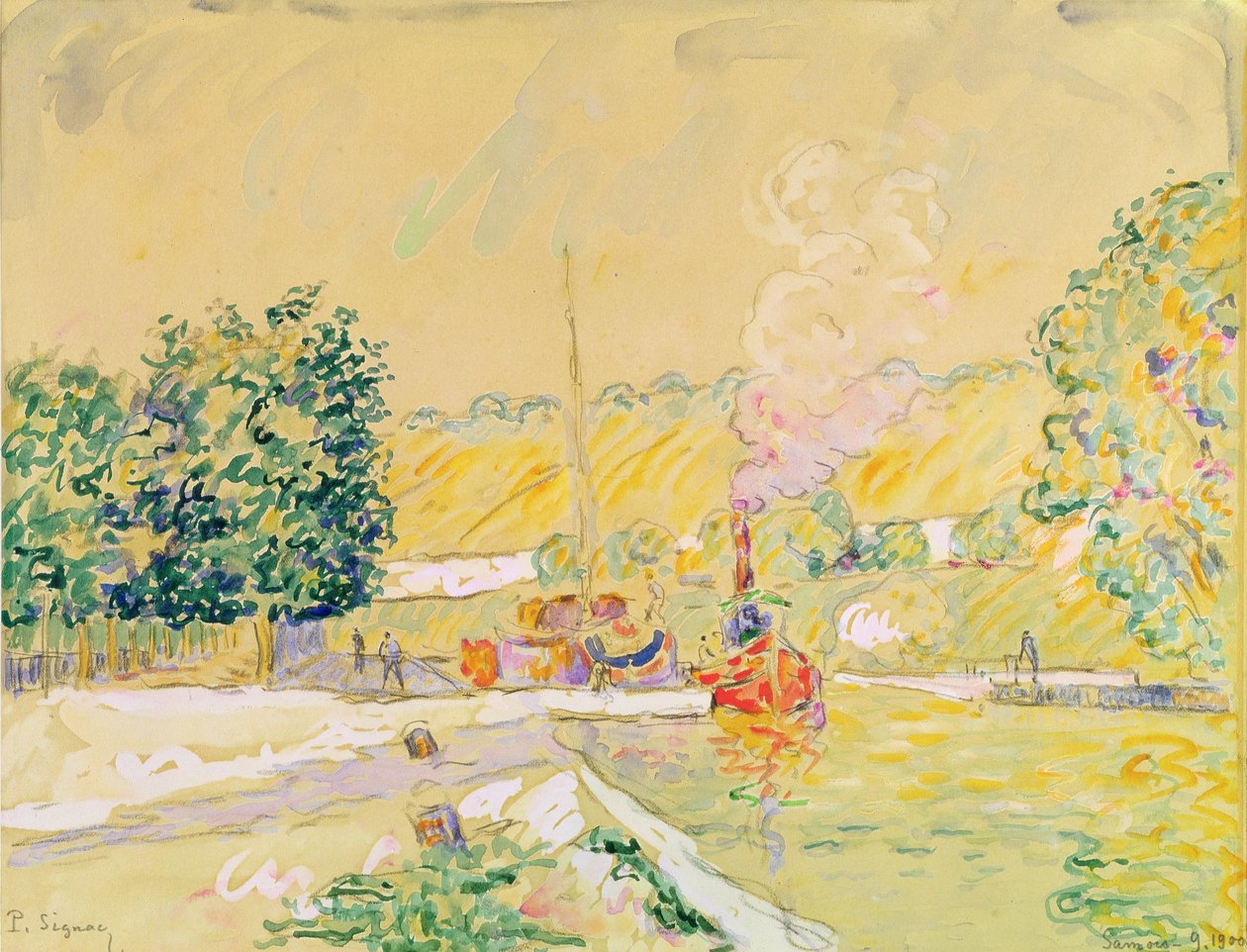 Zamek w Sannois, 1900 (akwarela na papierze) autorstwa Paul Signac