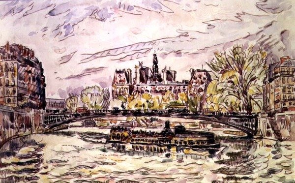 Pont Louis-Philippe, Paryż, 1928 (wc) autorstwa Paul Signac