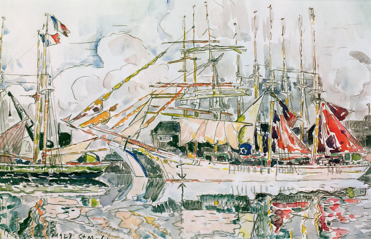 Saint-Malo, 1928 (ołówek i wc na papierze) autorstwa Paul Signac
