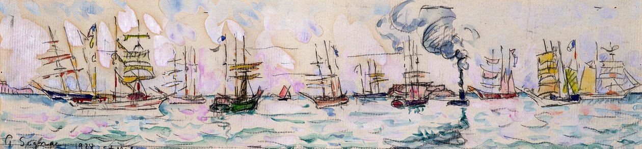 Wylot trawlerów rybackich do Nowej Fundlandii, 1928 autorstwa Paul Signac