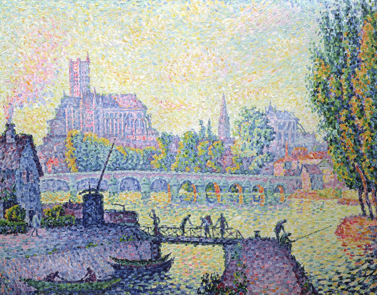 Widok na most Auxerre, 1902 autorstwa Paul Signac