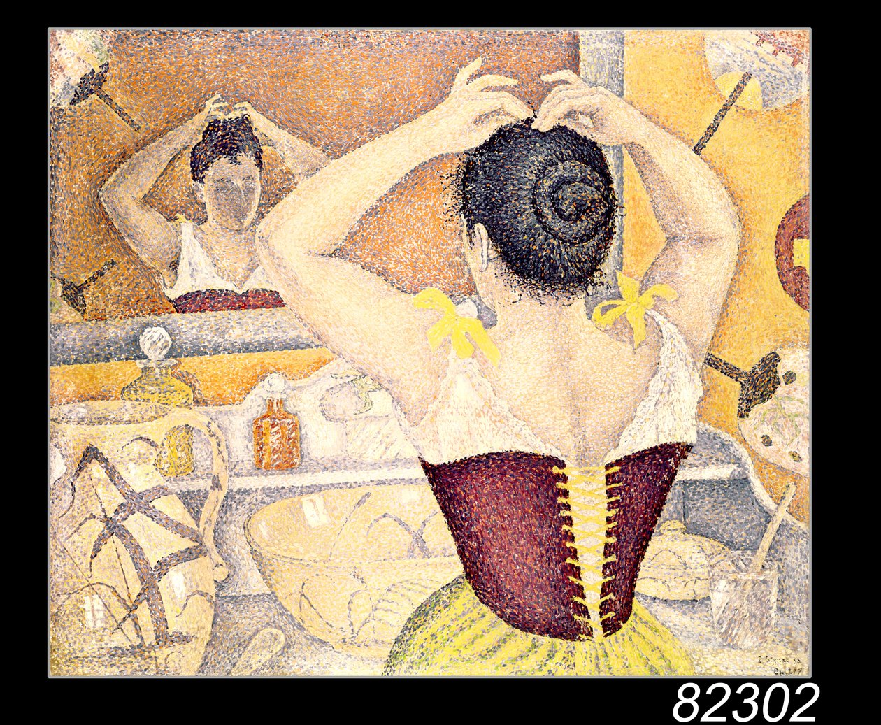 Kobieta przy toalecie w fioletowym gorsecie, 1893 autorstwa Paul Signac