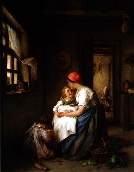 Matczyne troski, 1864 (olej) autorstwa Paul Soyer
