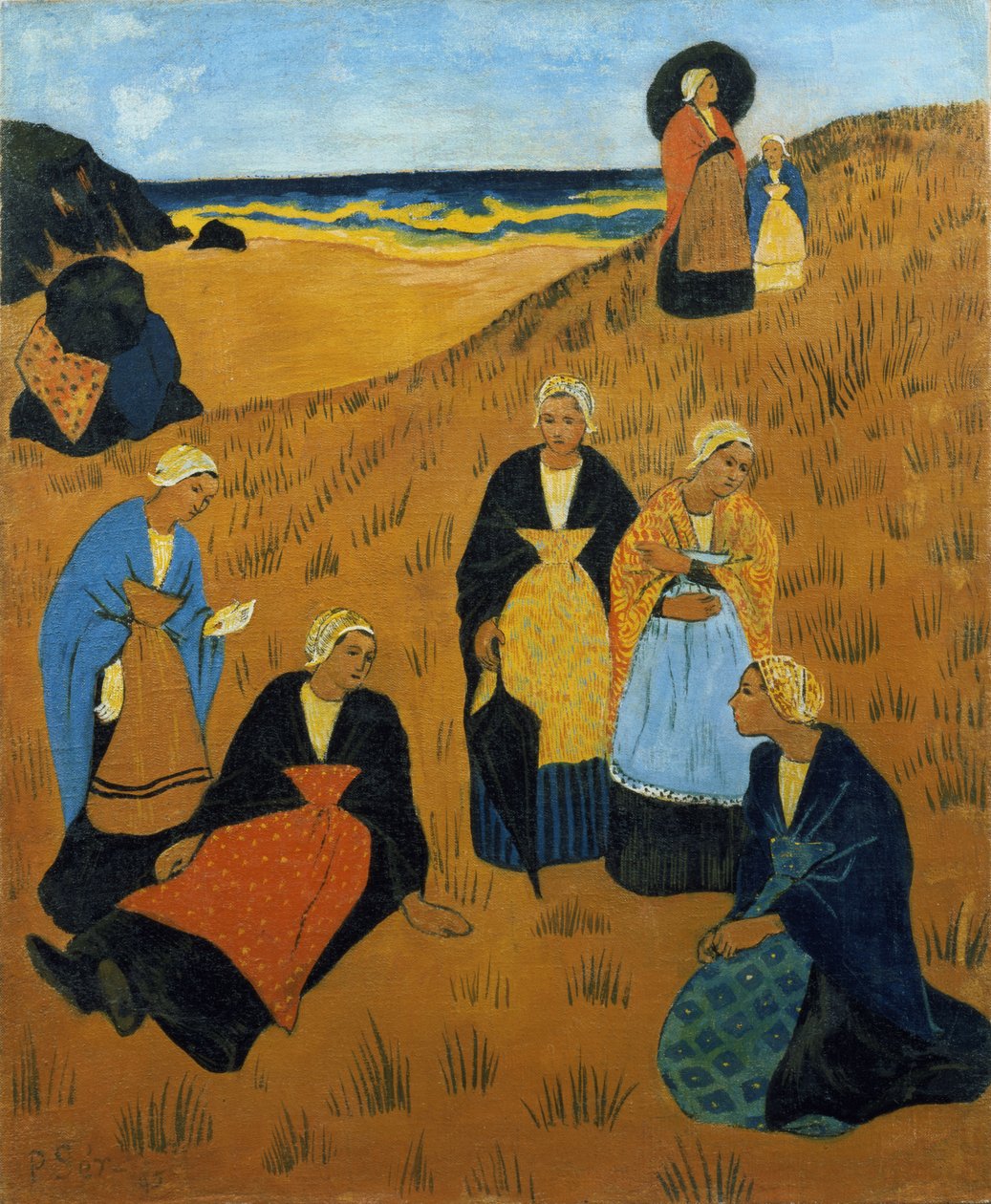 Młode Bretonki noszące szale, czyli Dziewczyny z Douarnenez, 1895 r autorstwa Paul Sérusier