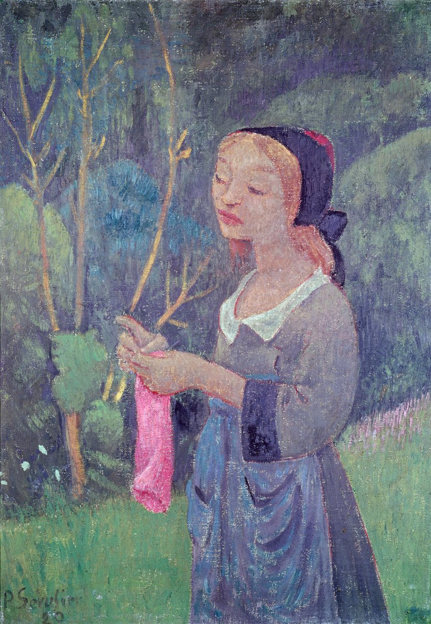 Młoda dziewczyna w różowej pończoszce lub młoda bretońska dzianina, 1920 autorstwa Paul Sérusier